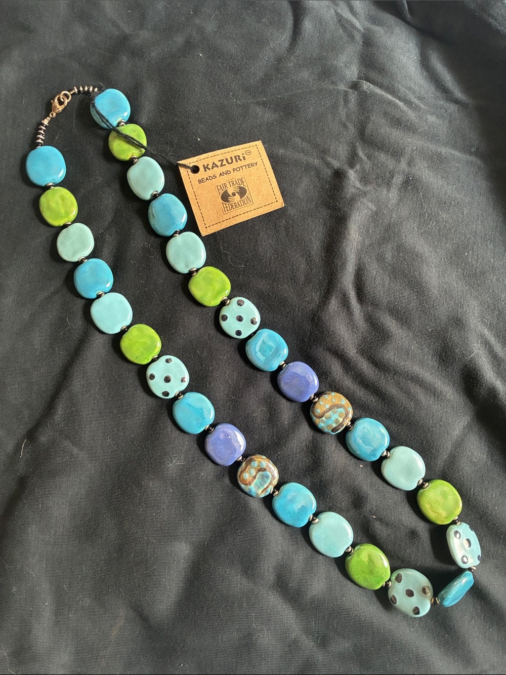 Green & Blue Ceramic Bead Necklace